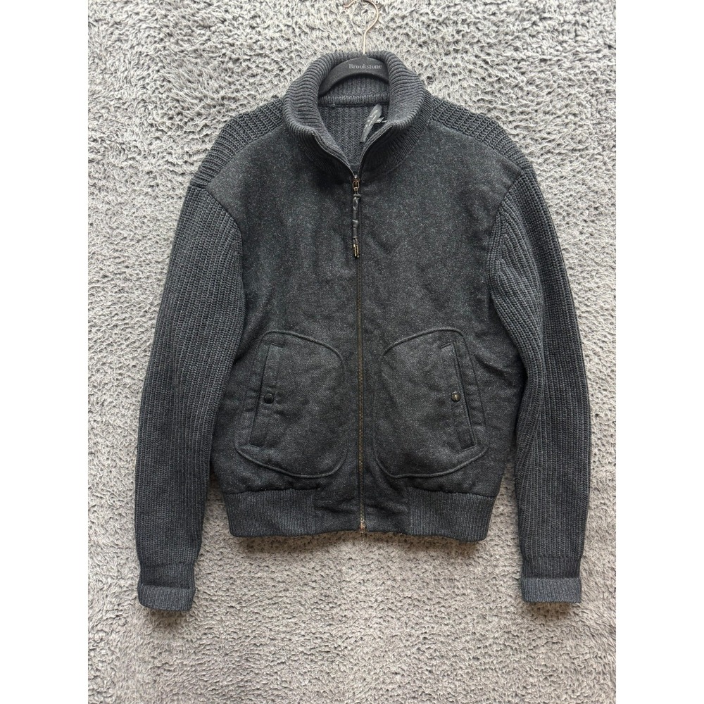 Rag & Bone New York Shetland Wool Wovem Full Zip Fleece Jacket Black Mens Size S